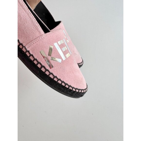 KENZO Paris Rose Clair Pink Suede Silver Logo Espadrille Flats, Size 36 - Picture 5 of 16